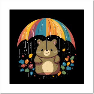 Wombat Rainy Day With Umbrella Posters and Art